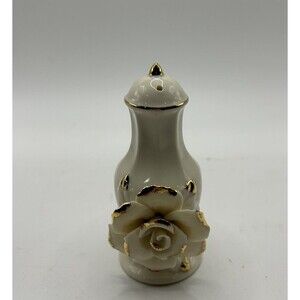 Avon White Rose Ceramic Salt Shaker Made In China, 3.5 Inches Tall